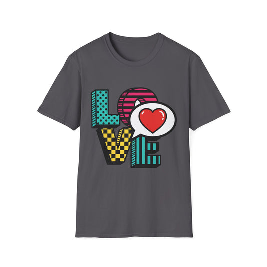 Pop Art LOVE Heart T-Shirt | Graphic Typography Tee