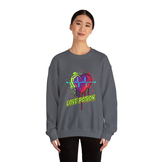 Neon Drip Heart Love Potion sweater | Vibrant EKG Graphic