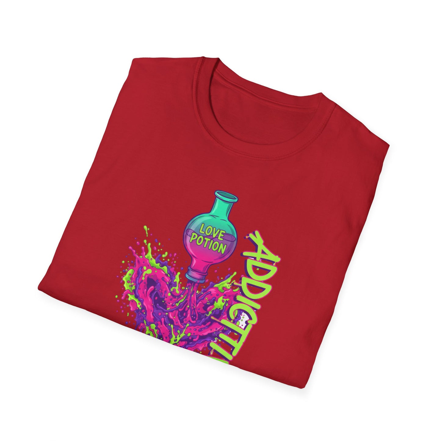Love Potion Heart Splash T-Shirt | Addictive Neon Potion Design