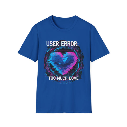 Glitch Heart Too Much Love T-Shirt | Vaporwave Retro Pixel Heart Tee