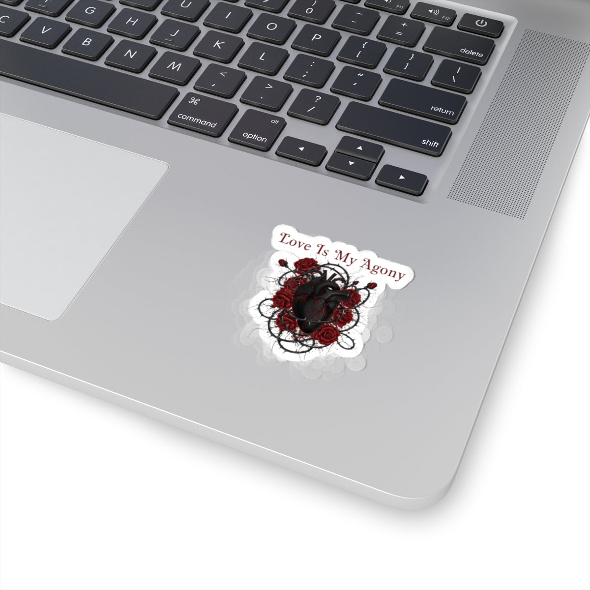Love Is My Agony Heart Sticker | Goth Valentine, Dark Romance Kiss-Cut Sticker