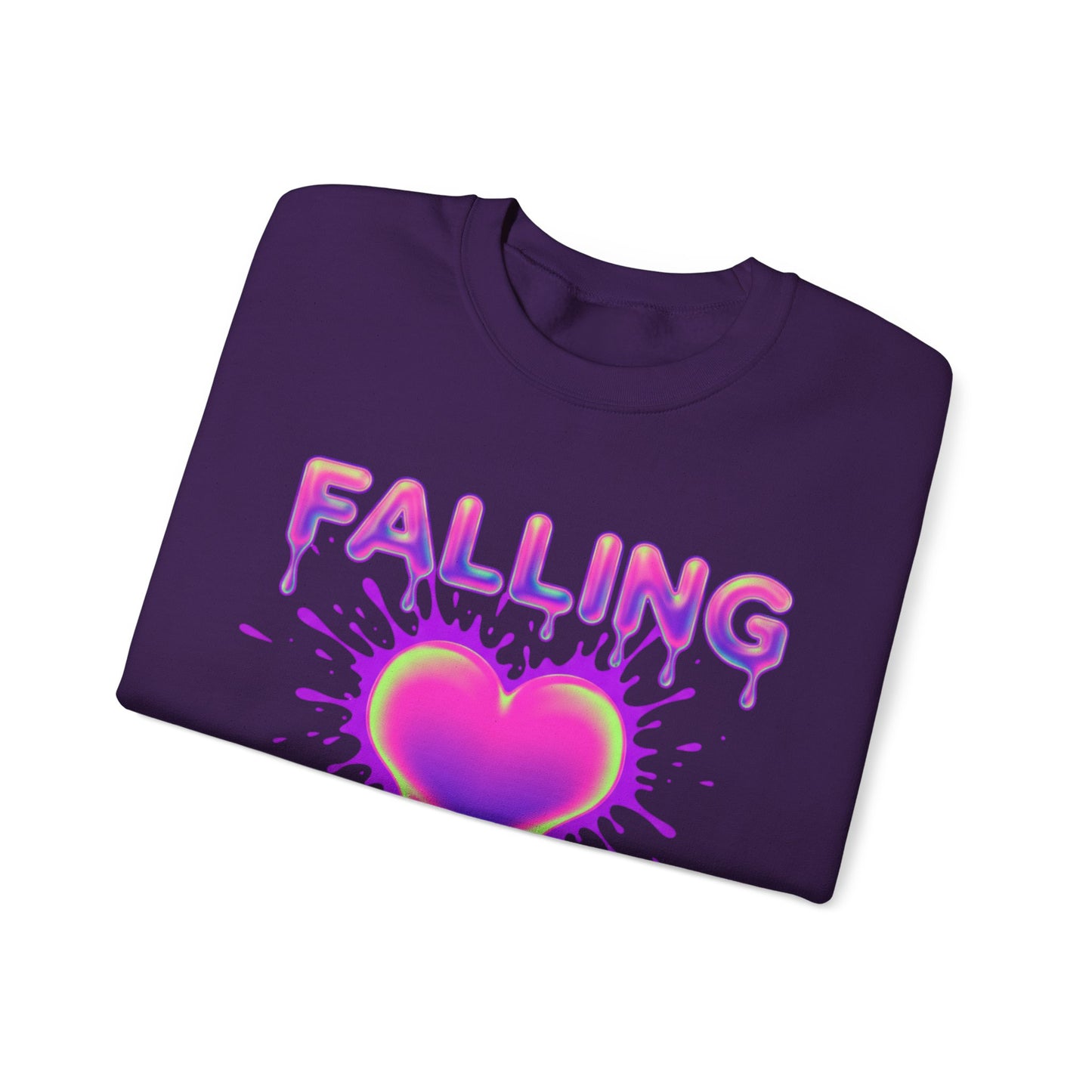 Falling Drip Heart Sweater | Neon Pink Purple Splash