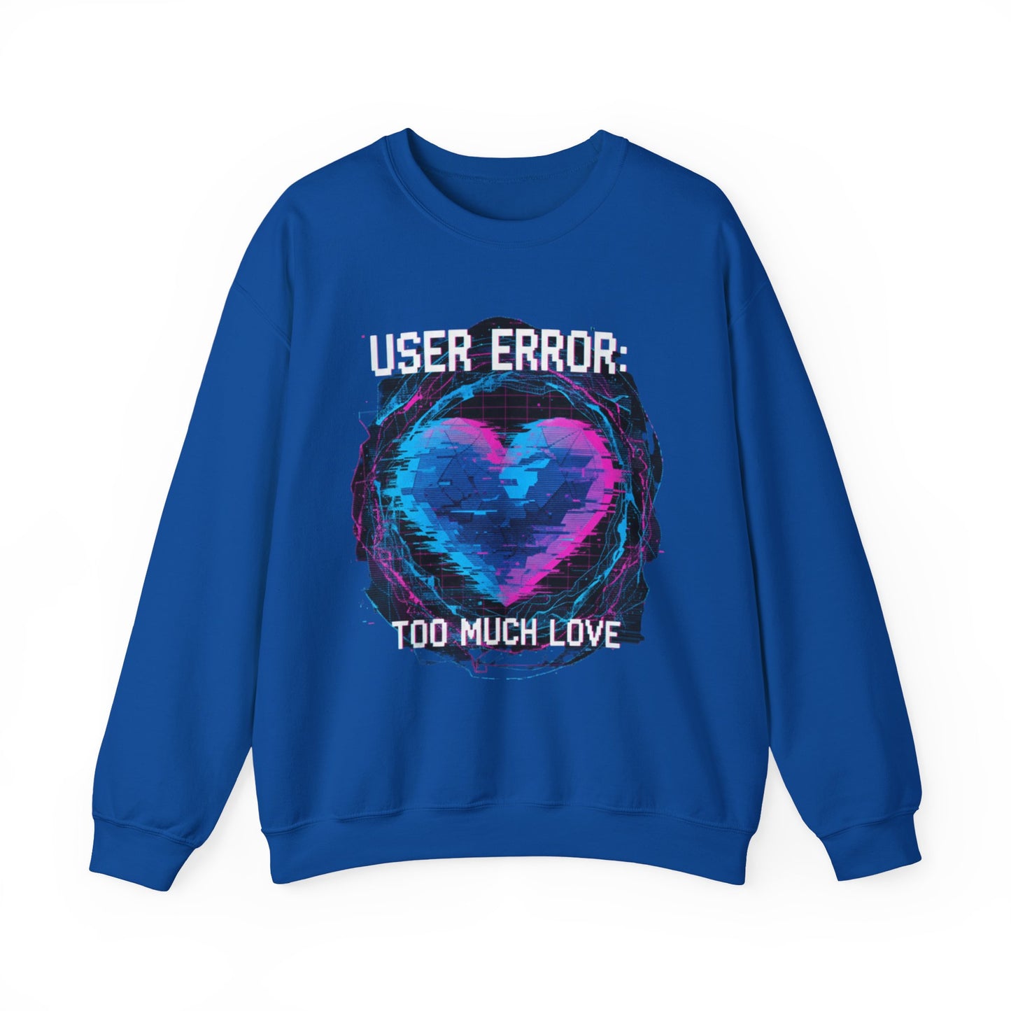 Glitch Heart Too Much Love Sweater | Vaporwave Retro Pixel Heart sweater