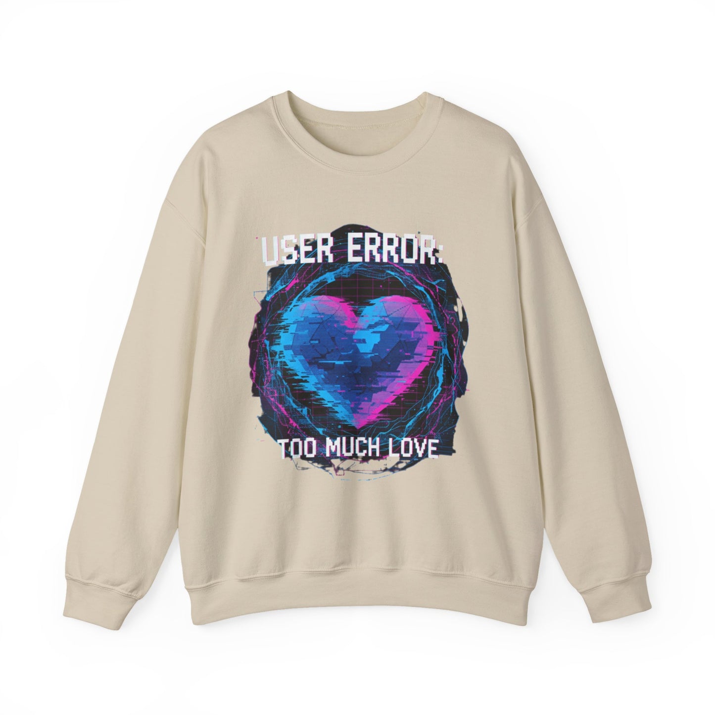Glitch Heart Too Much Love Sweater | Vaporwave Retro Pixel Heart sweater