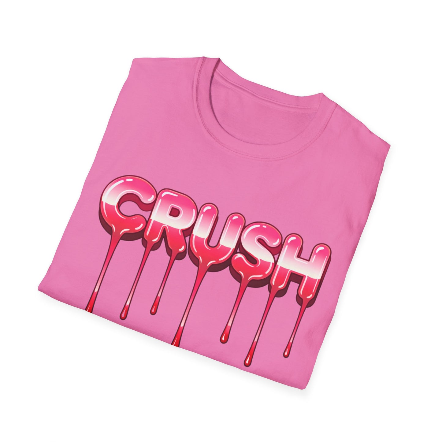 Dripping Pink 'CRUSH' Graphic T-Shirt | Candy Heart Typography Tee