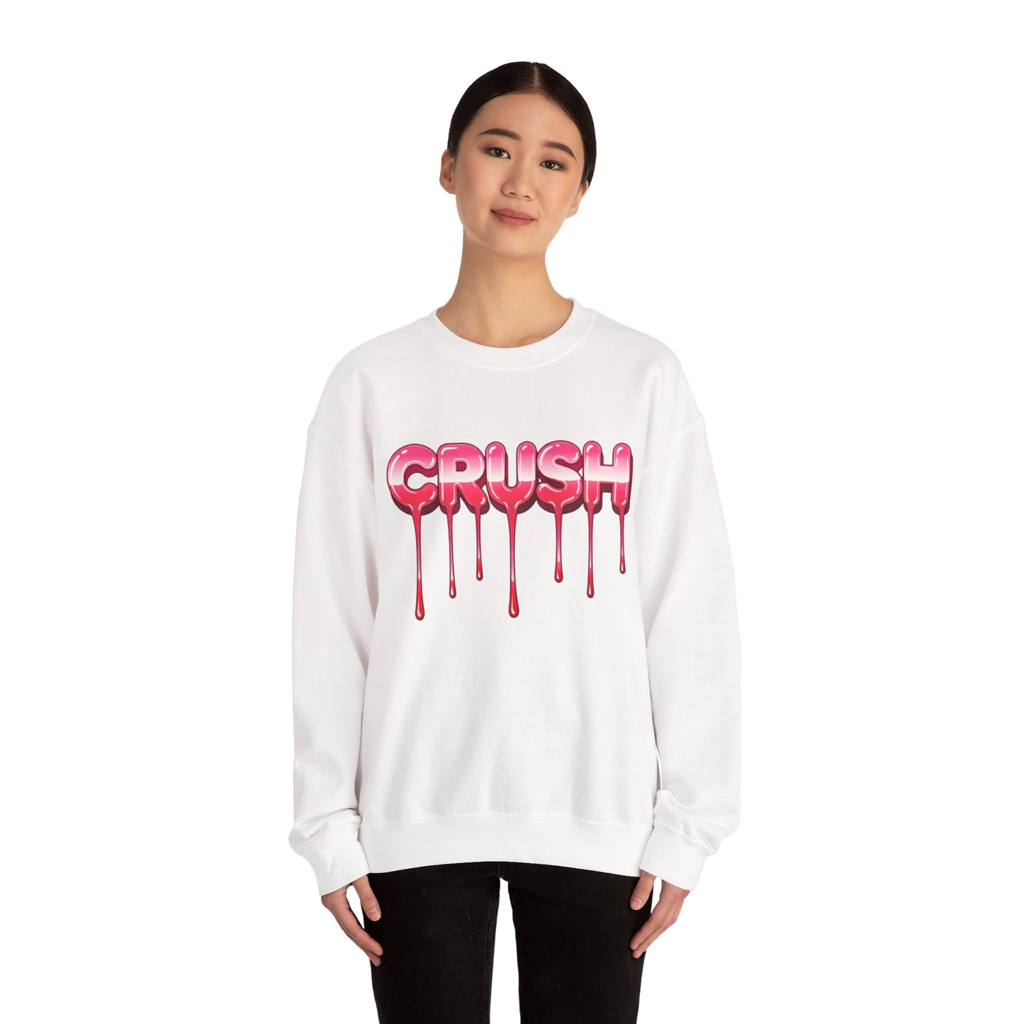Dripping Pink 'CRUSH' Graphic sweater | Candy Heart Typography Tee