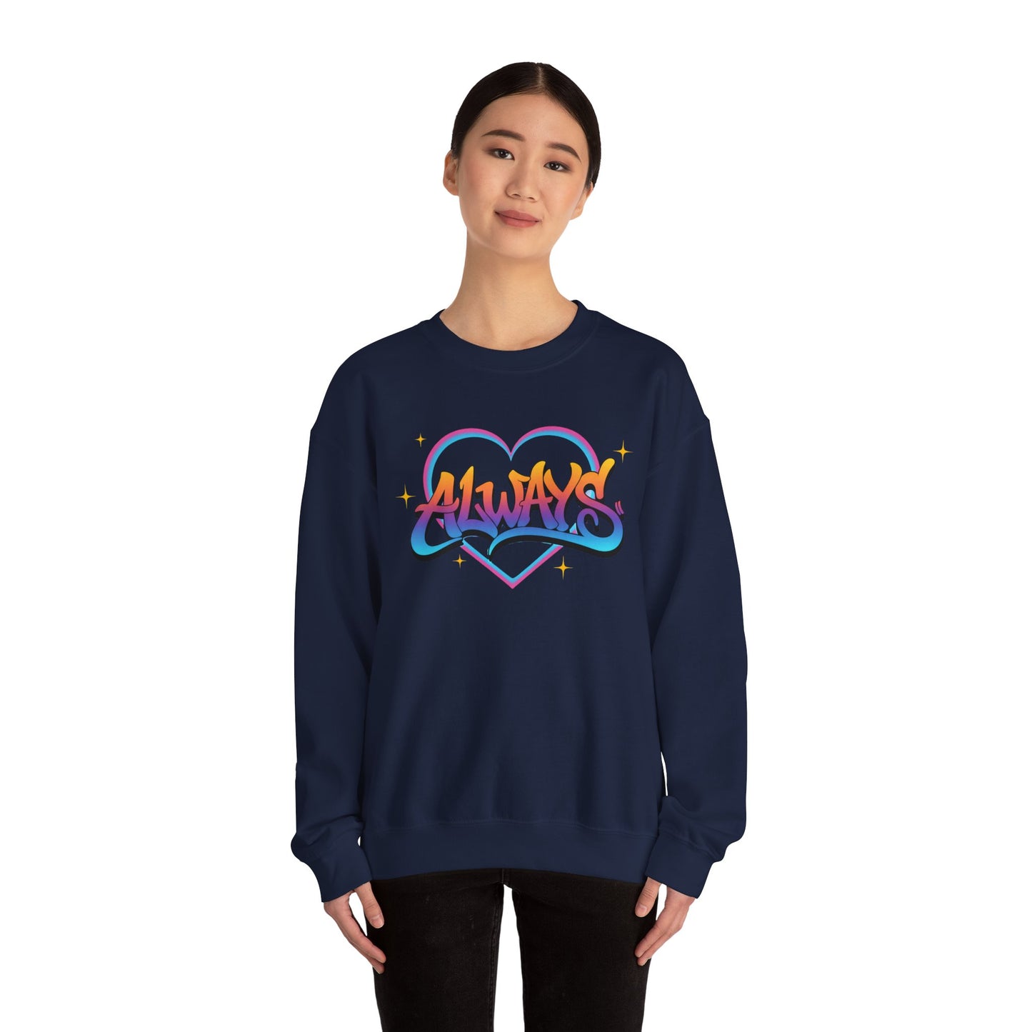 Always Love graffiti design Sweater | colorful script heart