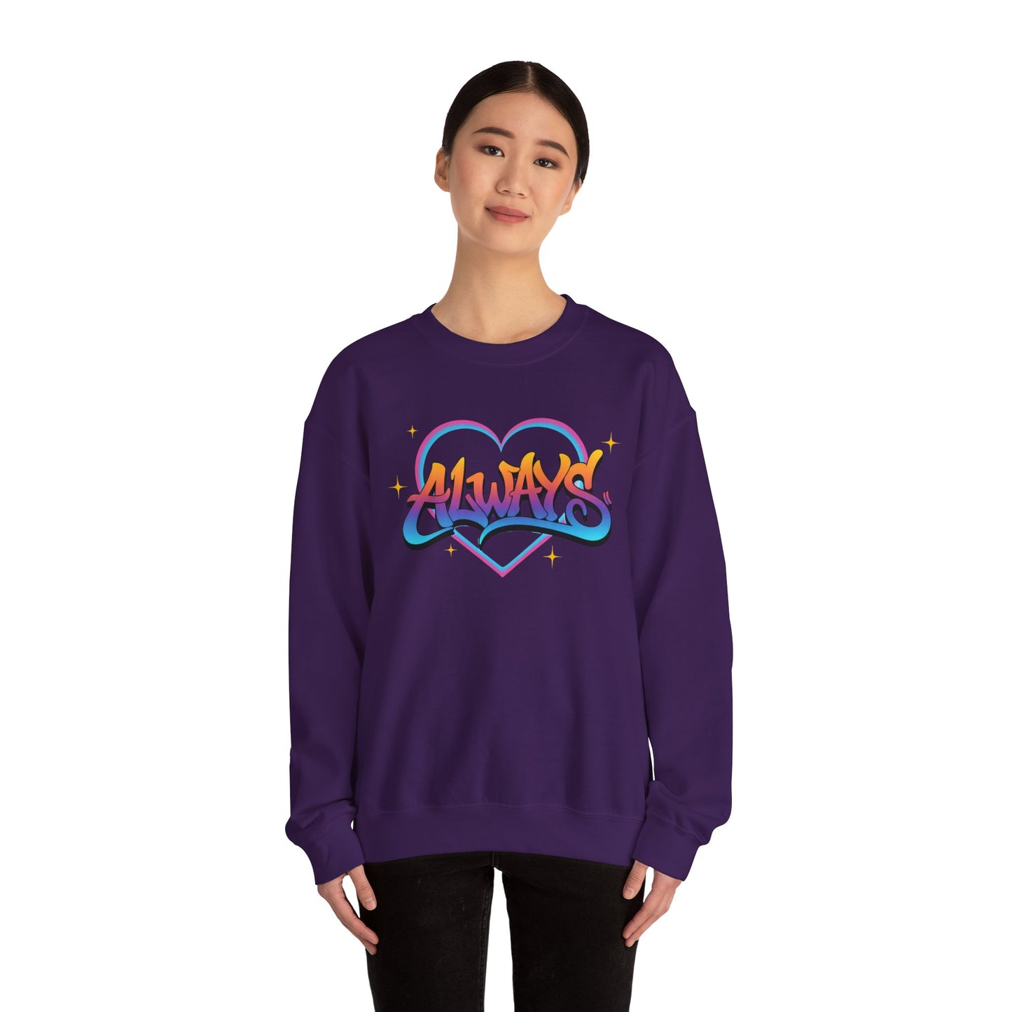 Always Love graffiti design Sweater | colorful script heart