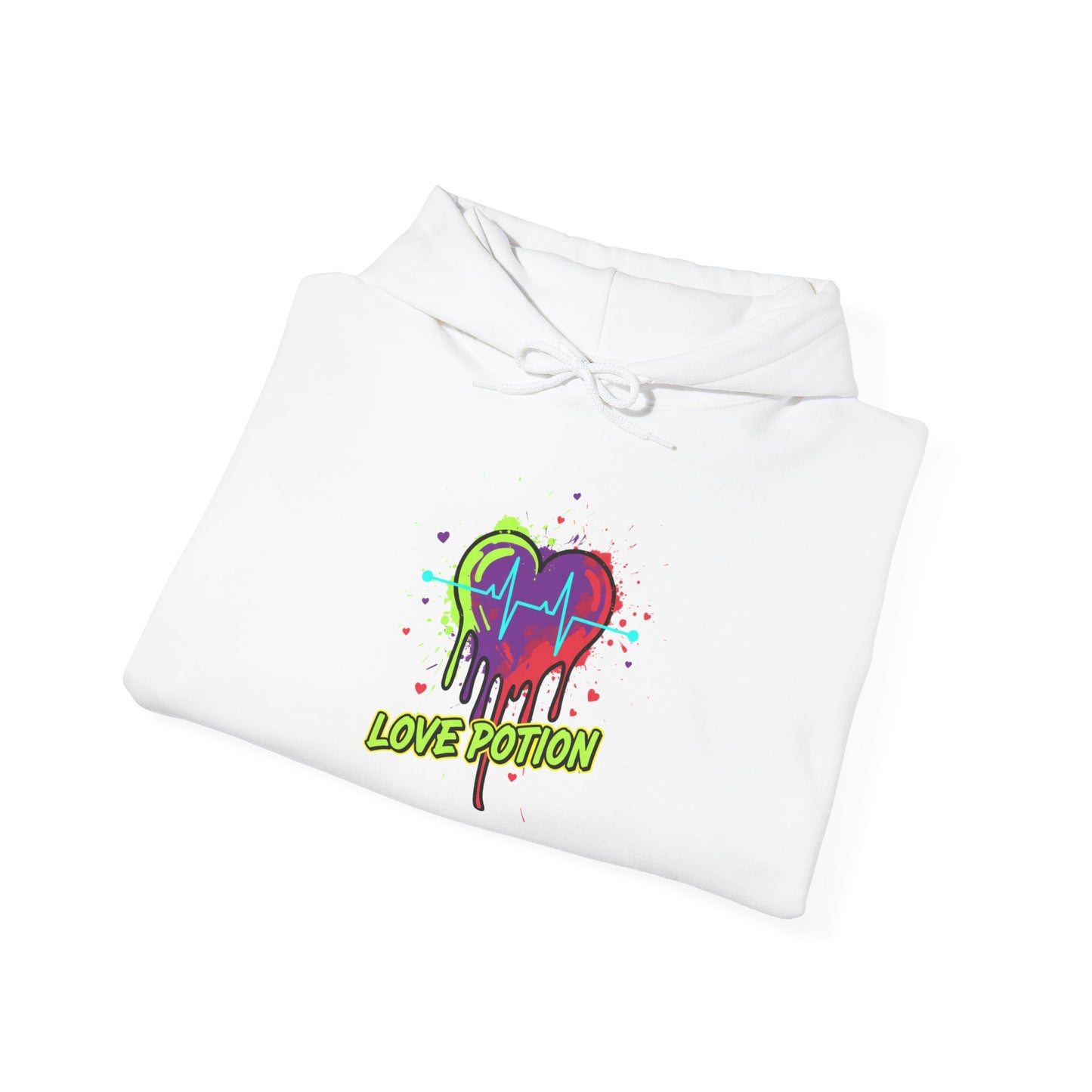 Neon Drip Heart Love Potion Hoodie | Vibrant EKG Graphic