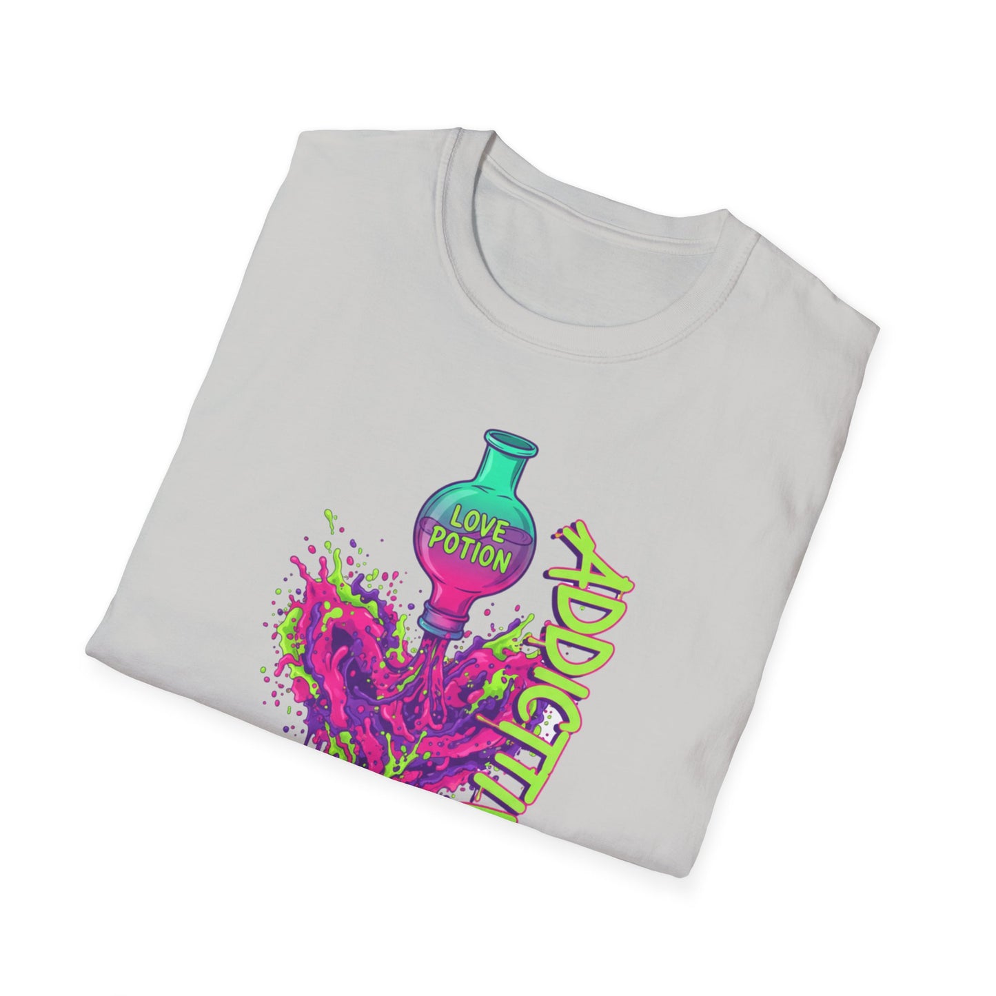 Love Potion Heart Splash T-Shirt | Addictive Neon Potion Design