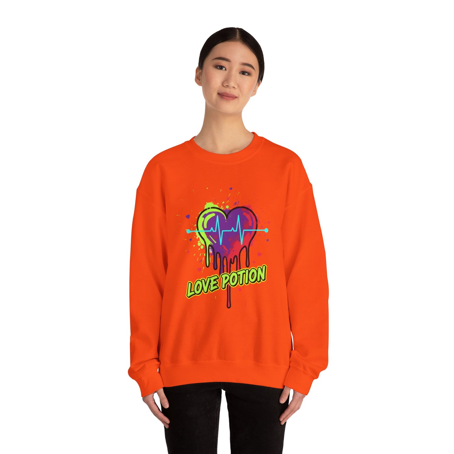 Neon Drip Heart Love Potion sweater | Vibrant EKG Graphic