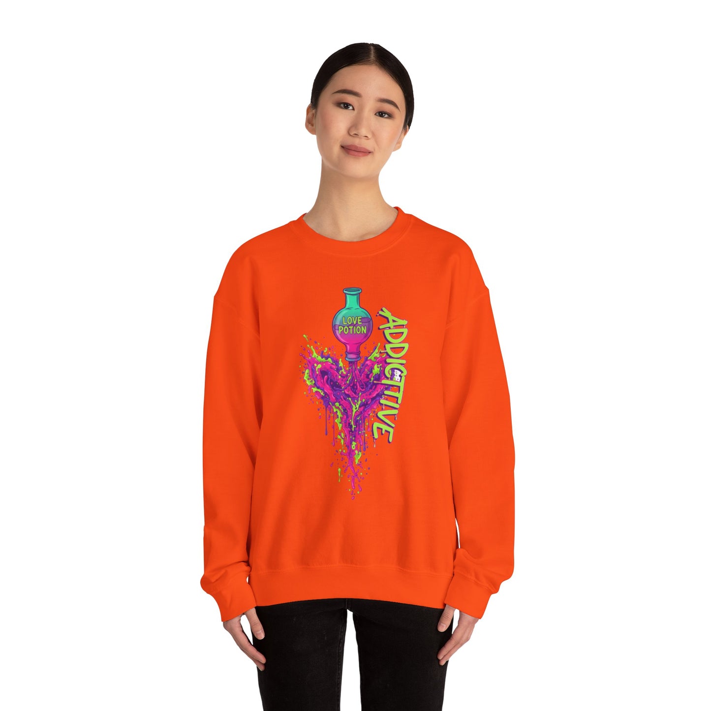 Love Potion Heart Splash Sweater | Addictive Neon Potion Design