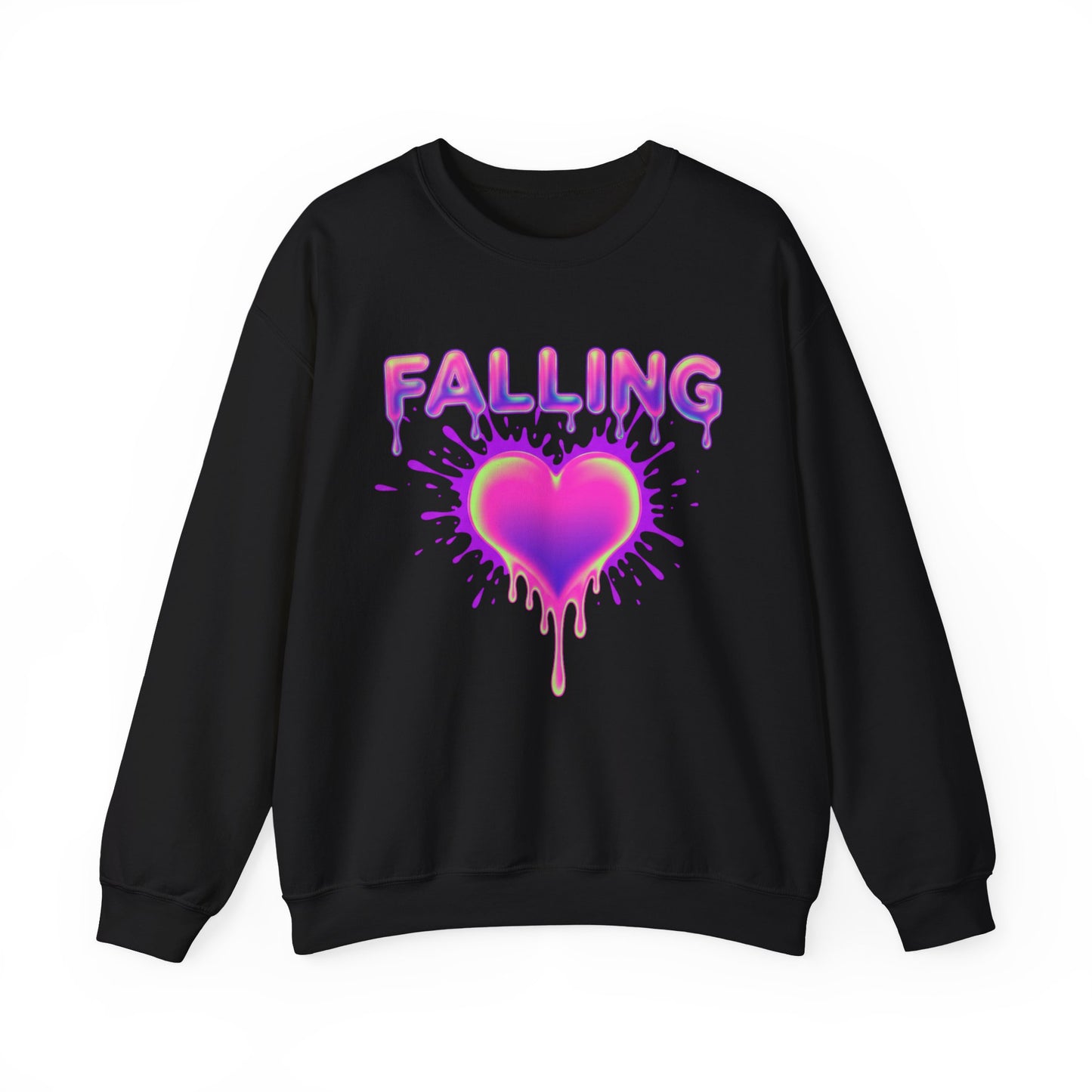 Falling Drip Heart Sweater | Neon Pink Purple Splash
