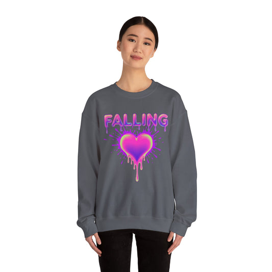 Falling Drip Heart Sweater | Neon Pink Purple Splash