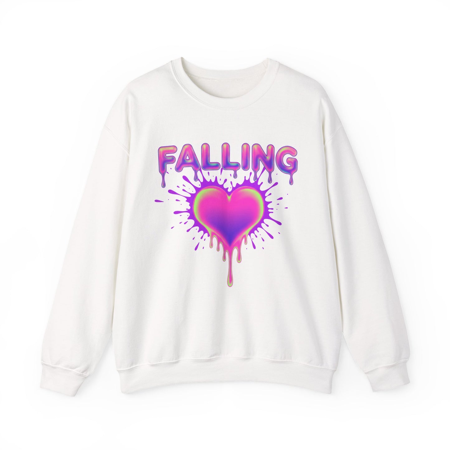 Falling Drip Heart Sweater | Neon Pink Purple Splash