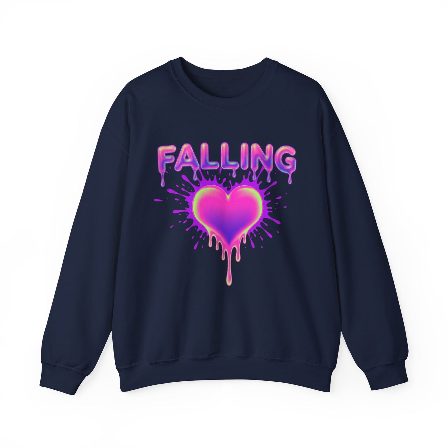 Falling Drip Heart Sweater | Neon Pink Purple Splash