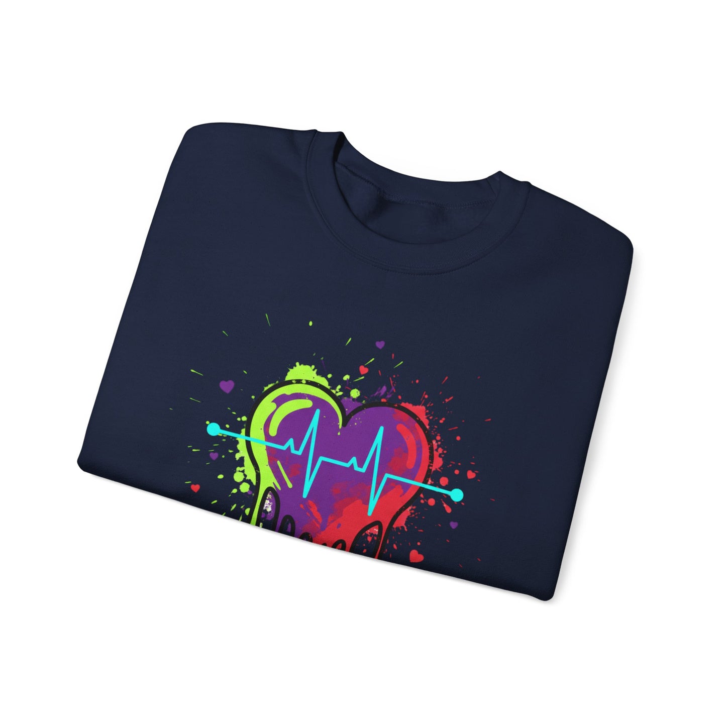 Neon Drip Heart Love Potion sweater | Vibrant EKG Graphic