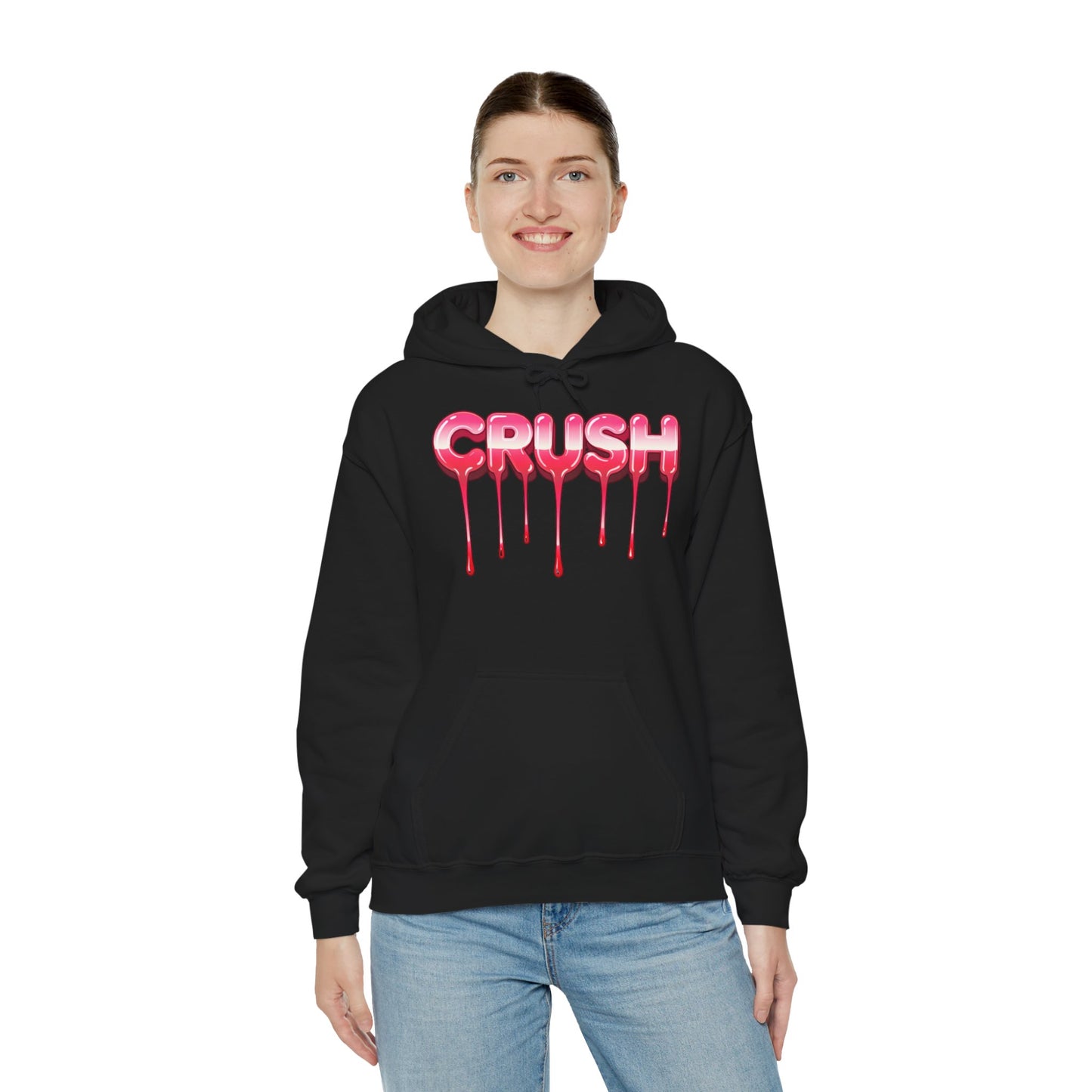 Dripping 'CRUSH' Graphic Hoodie | Candy Pink Drip Lettering
