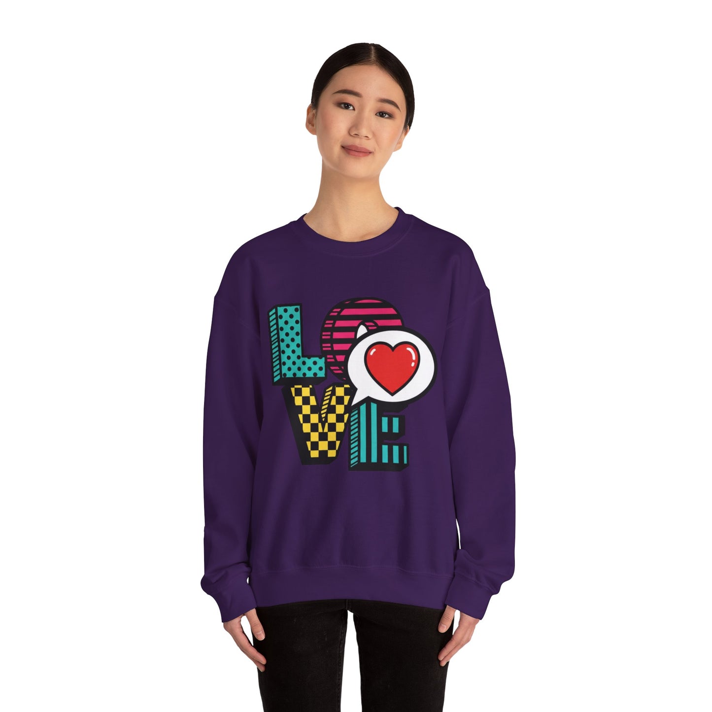 Pop Art LOVE Heart Sweater | Graphic Typography crewneck