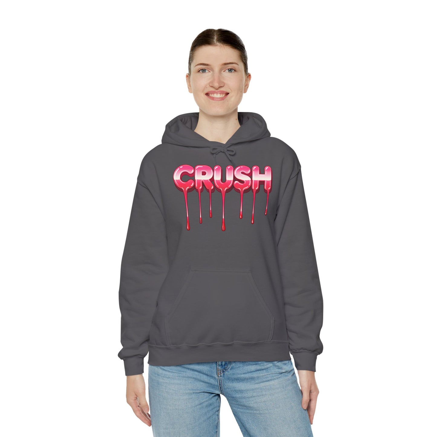 Dripping 'CRUSH' Graphic Hoodie | Candy Pink Drip Lettering