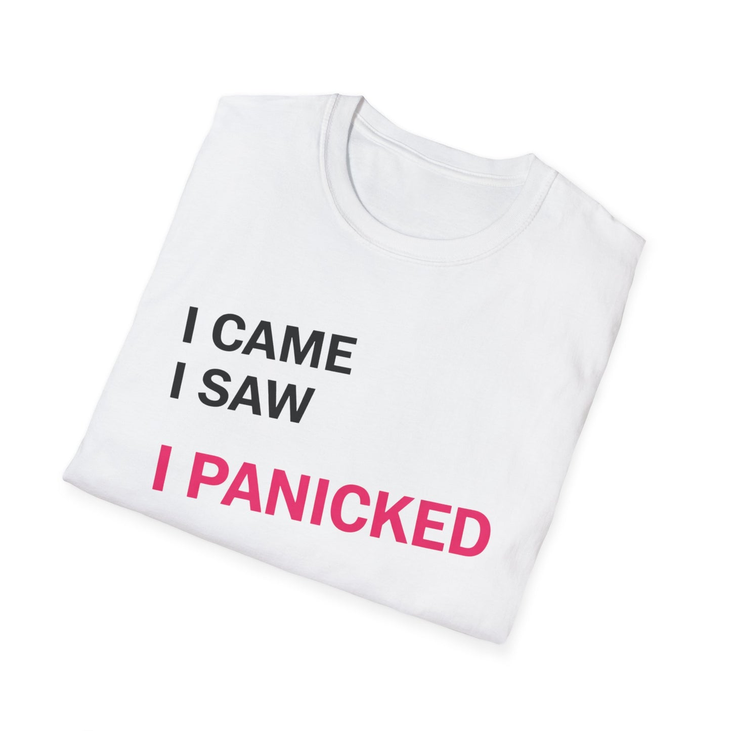 I Came I Saw I panicked Unisex Softstyle T-Shirt