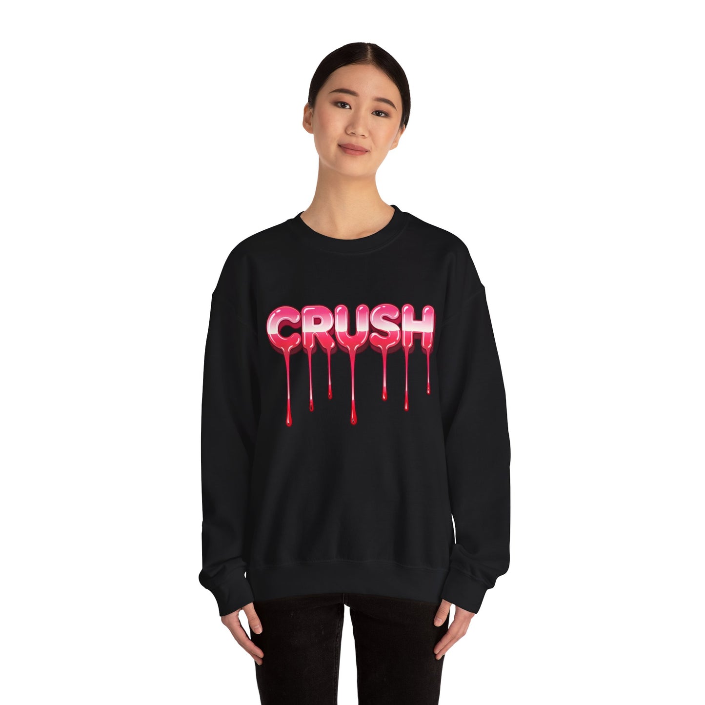 Dripping Pink 'CRUSH' Graphic sweater | Candy Heart Typography Tee