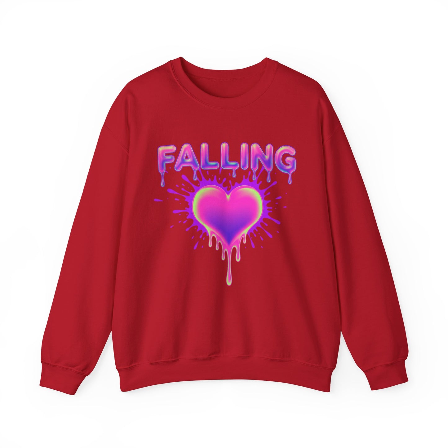 Falling Drip Heart Sweater | Neon Pink Purple Splash