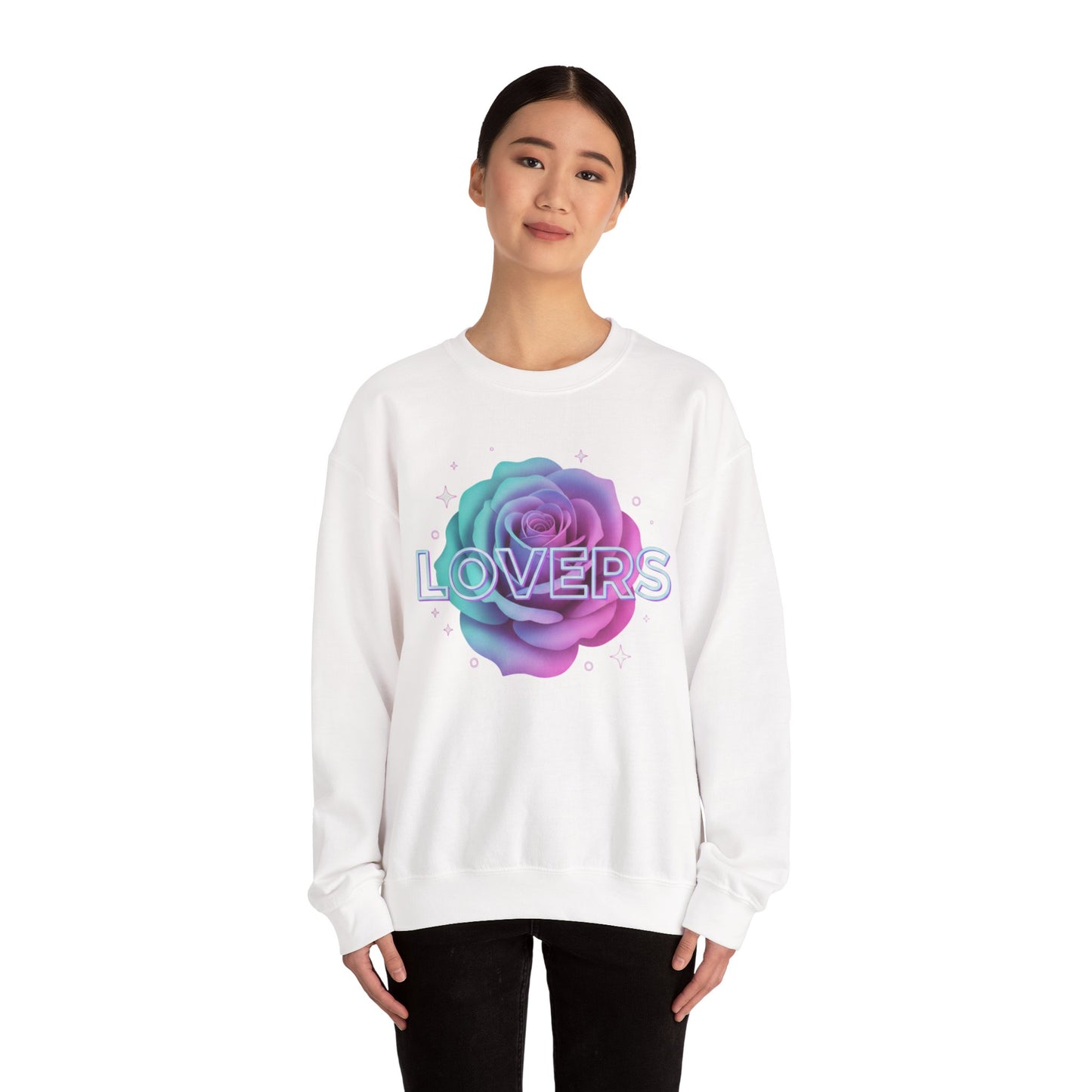 Gradient Rose Lovers Sweater | Pastel Floral Typography