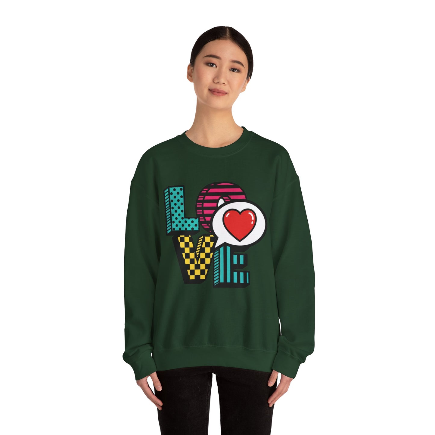 Pop Art LOVE Heart Sweater | Graphic Typography crewneck