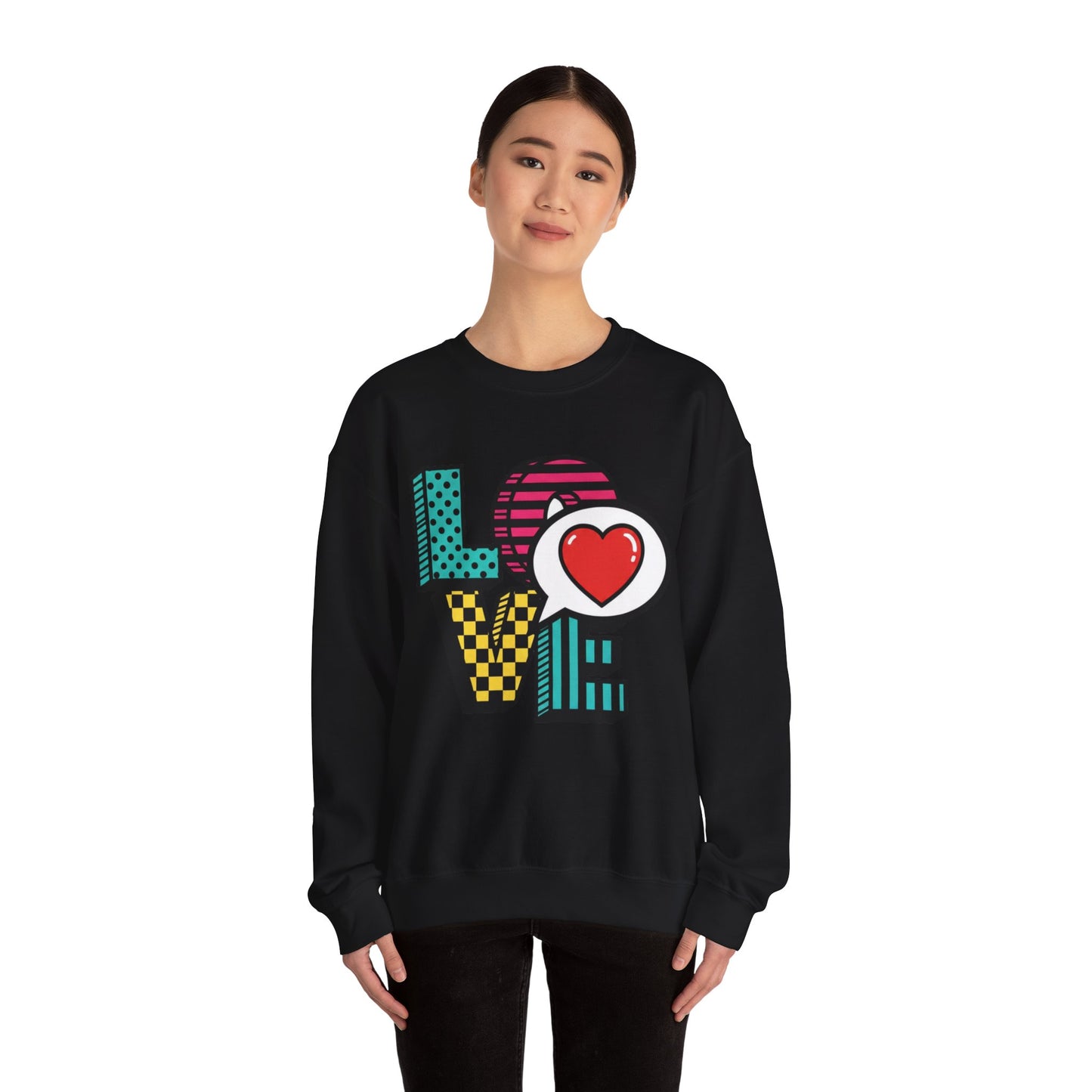 Pop Art LOVE Heart Sweater | Graphic Typography crewneck