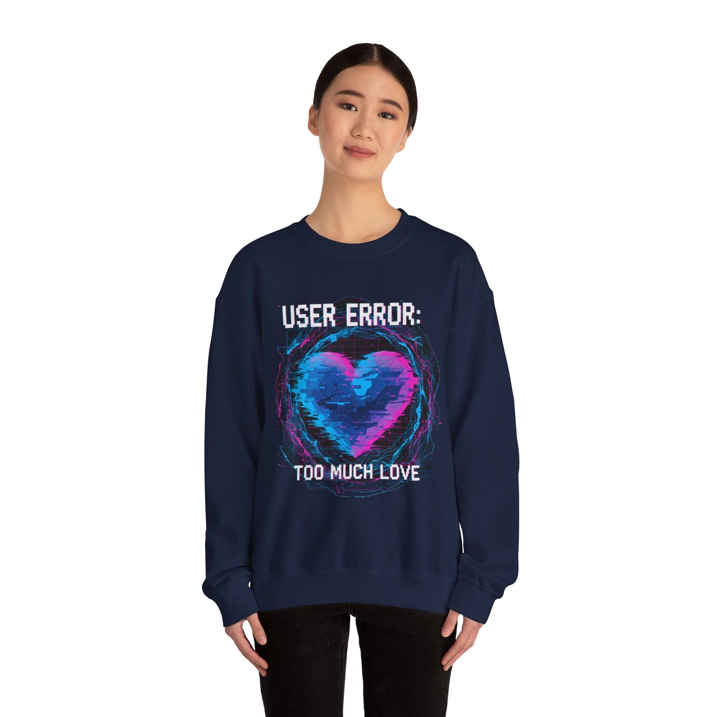 Glitch Heart Too Much Love Sweater | Vaporwave Retro Pixel Heart sweater