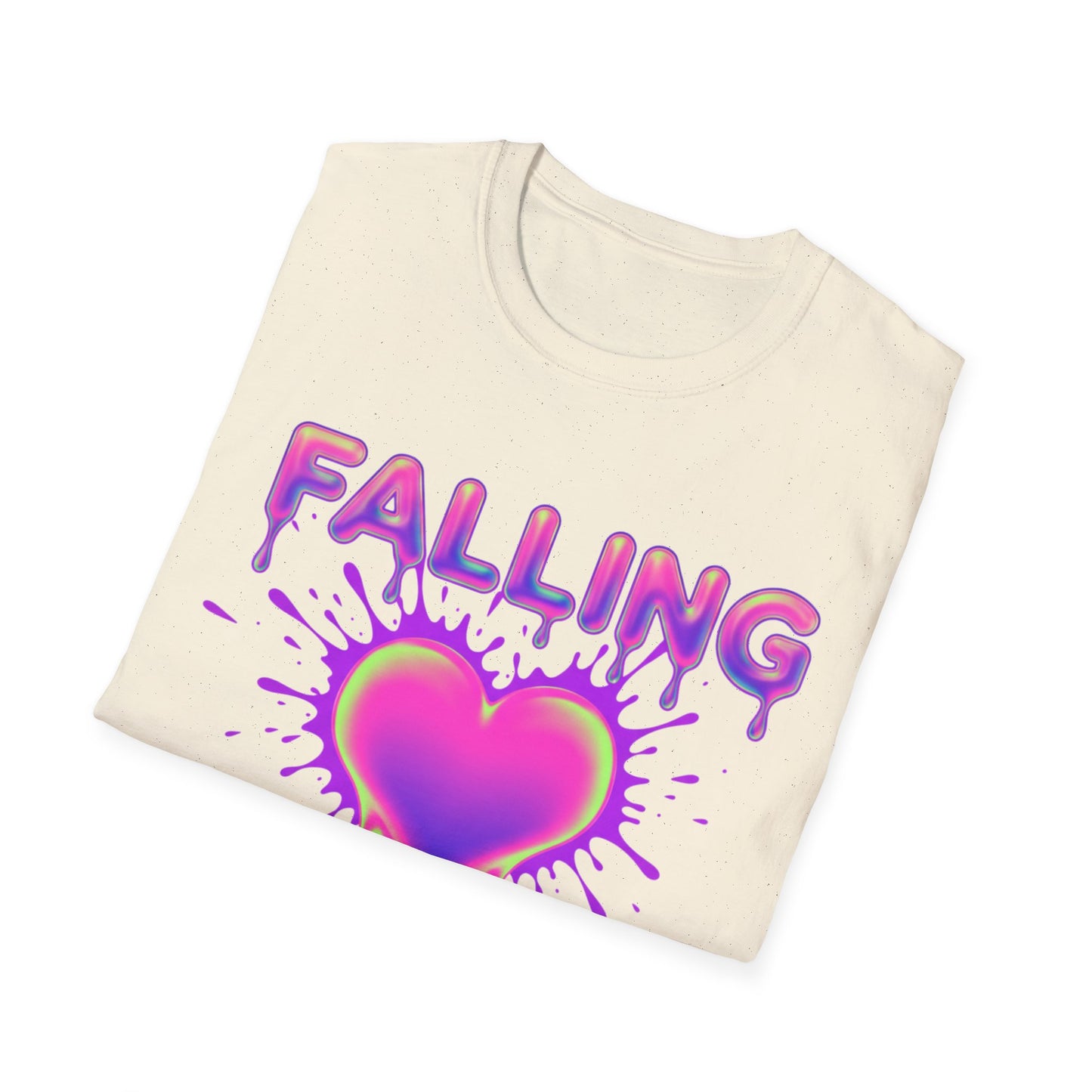 Falling Drip Heart T-Shirt | Neon Pink Purple Splash