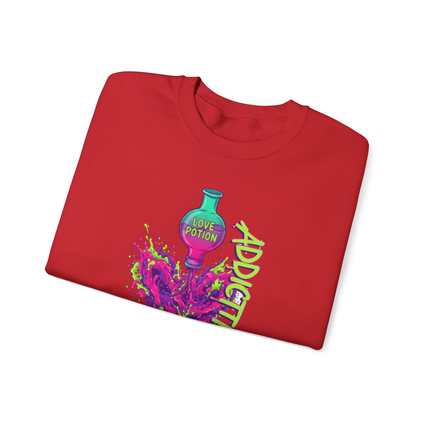 Love Potion Heart Splash Sweater | Addictive Neon Potion Design