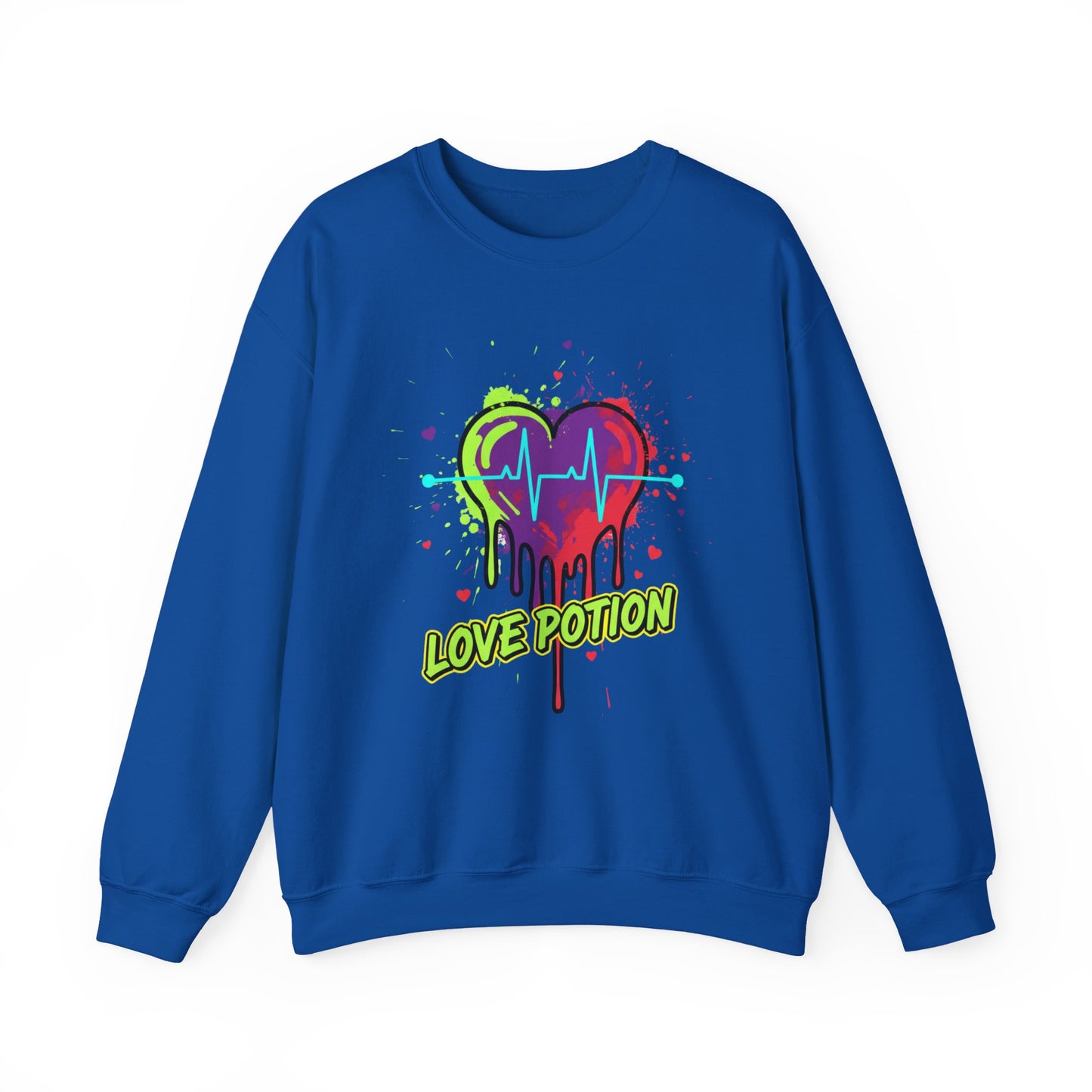 Neon Drip Heart Love Potion sweater | Vibrant EKG Graphic
