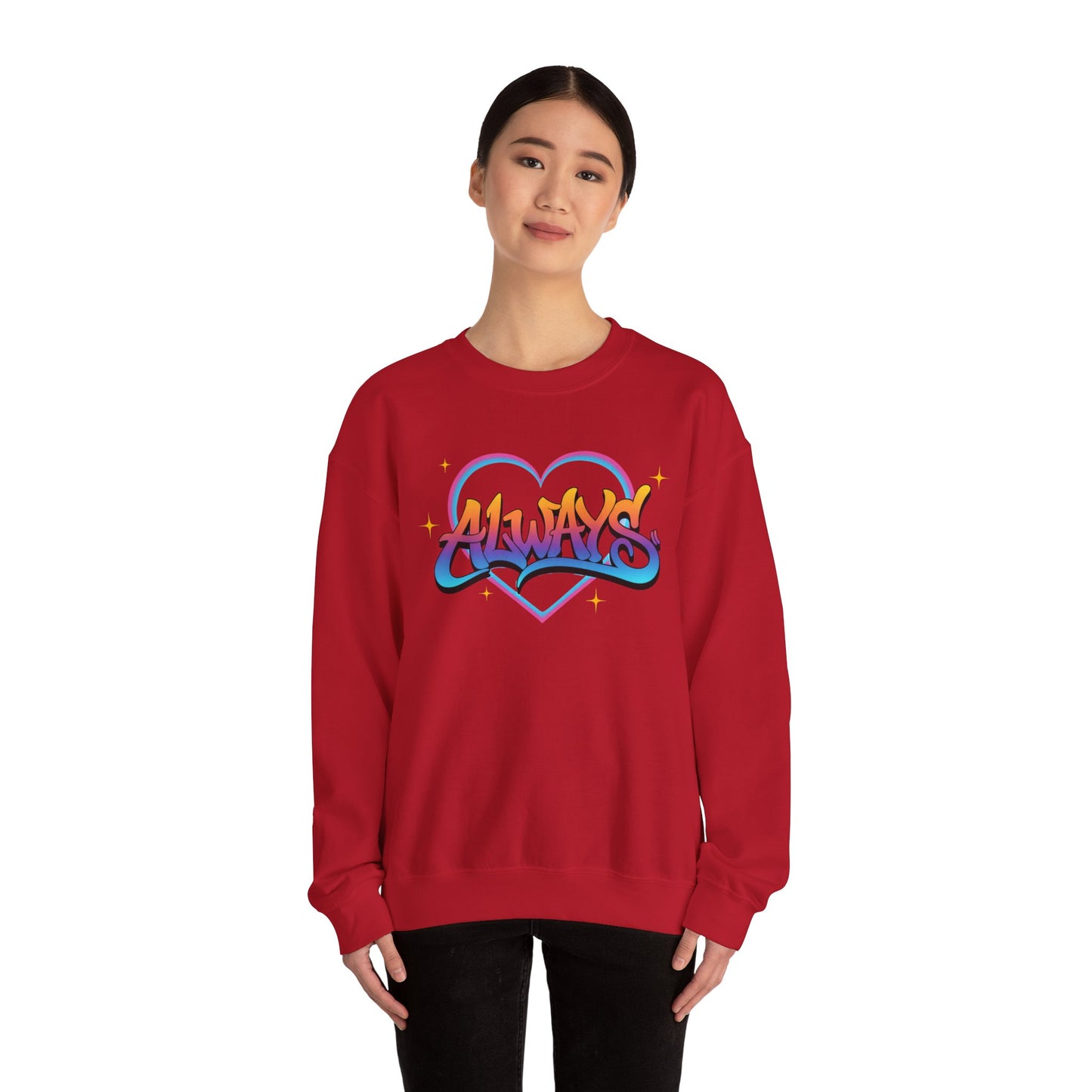 Always Love graffiti design Sweater | colorful script heart