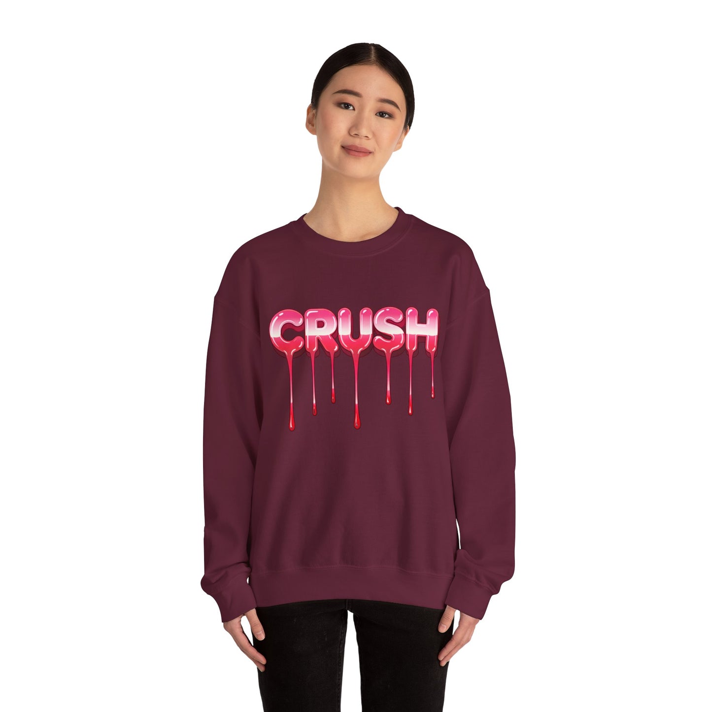 Dripping Pink 'CRUSH' Graphic sweater | Candy Heart Typography Tee