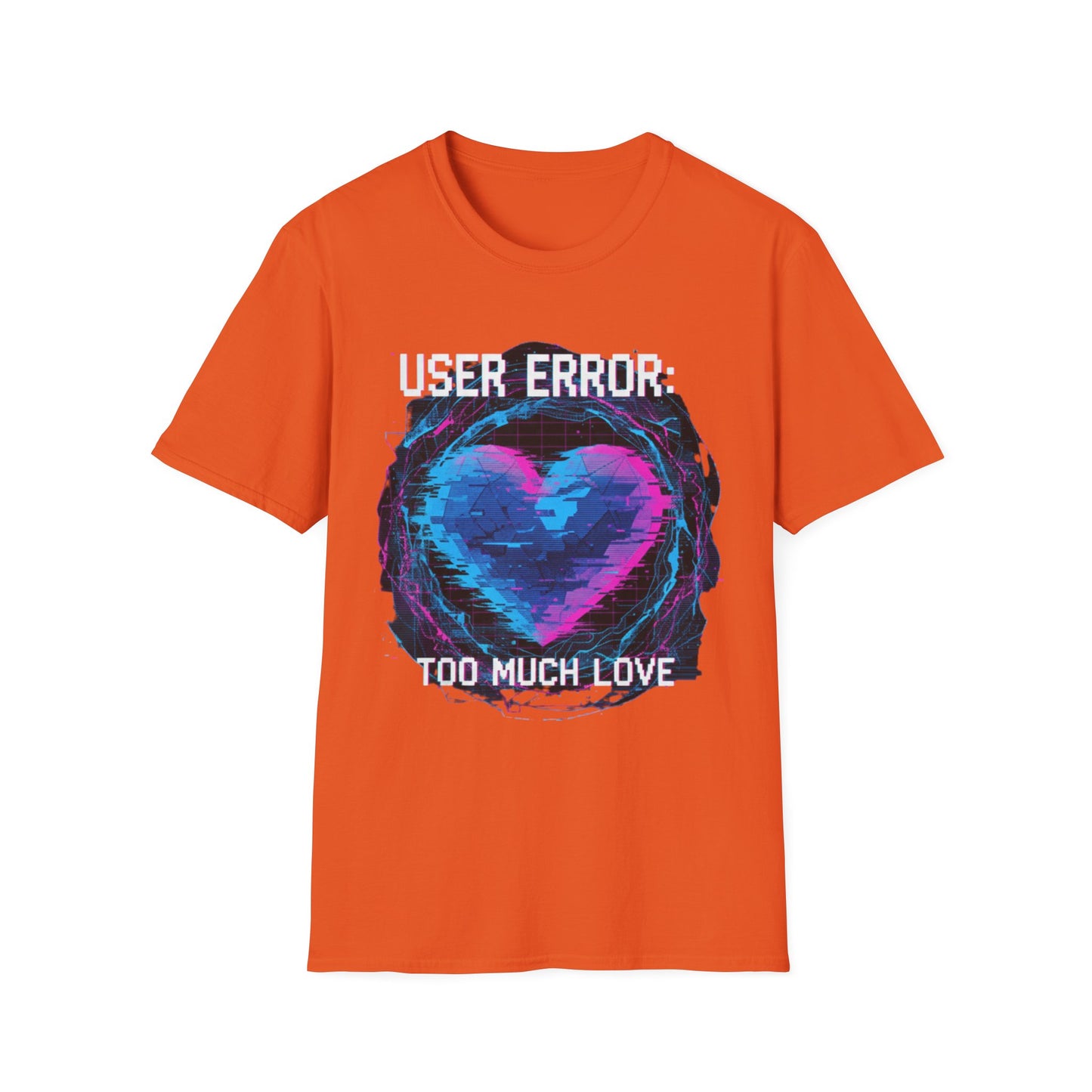 Glitch Heart Too Much Love T-Shirt | Vaporwave Retro Pixel Heart Tee