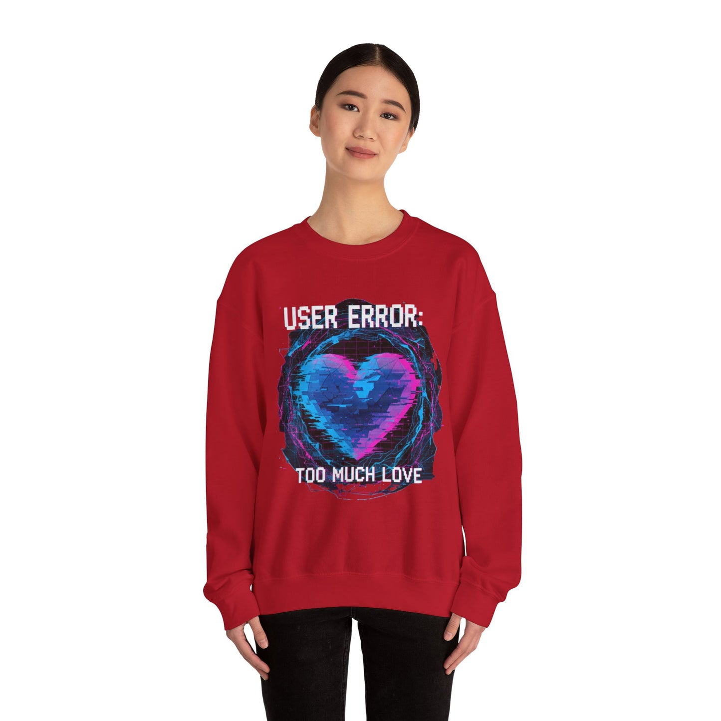 Glitch Heart Too Much Love Sweater | Vaporwave Retro Pixel Heart sweater