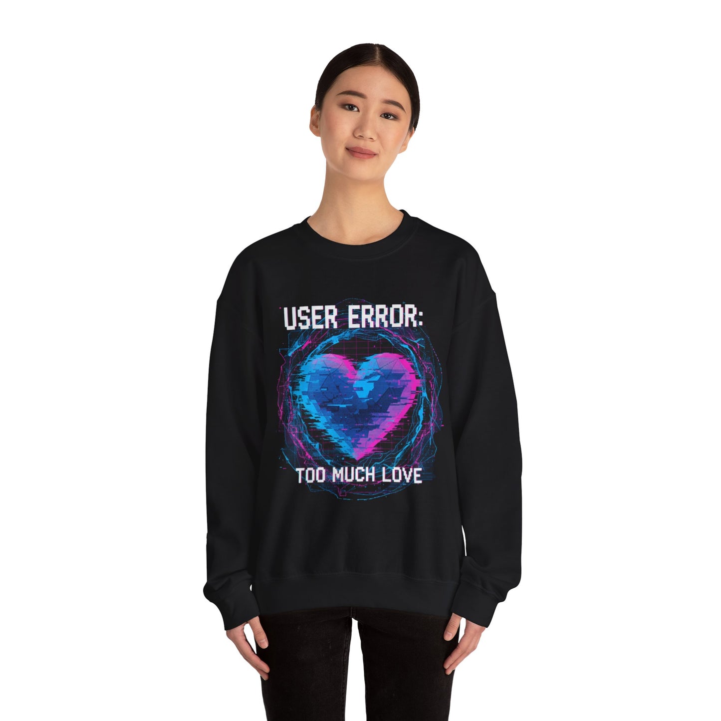 Glitch Heart Too Much Love Sweater | Vaporwave Retro Pixel Heart sweater