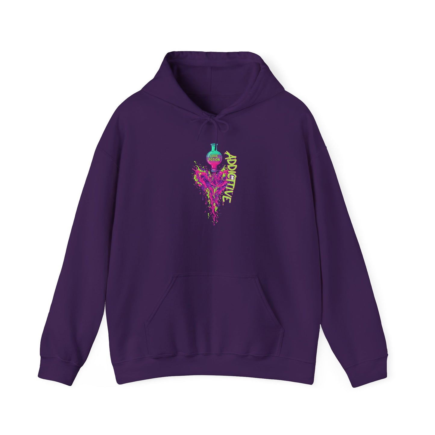 Love Potion Heart Splash Hoodie | Addictive Neon Potion Design