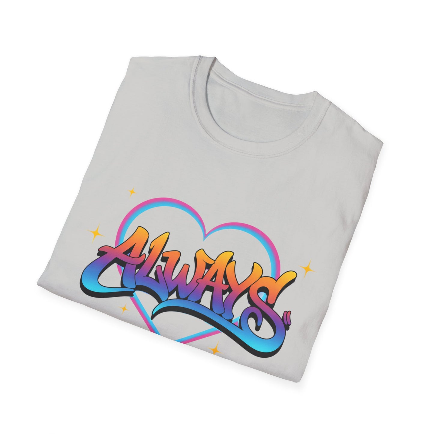 Always Love graffiti design T-Shirt | colorful script heart
