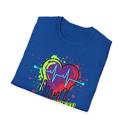 Neon Drip Heart Love Potion T-Shirt | Vibrant EKG Graphic