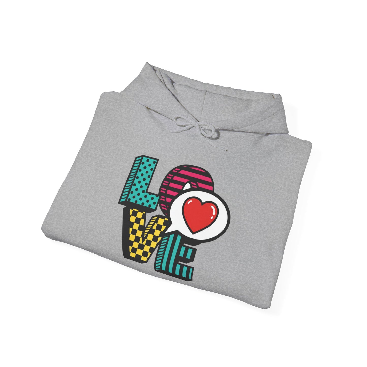 Pop Art LOVE Hoodie | Colorful Retro Heart Lettering