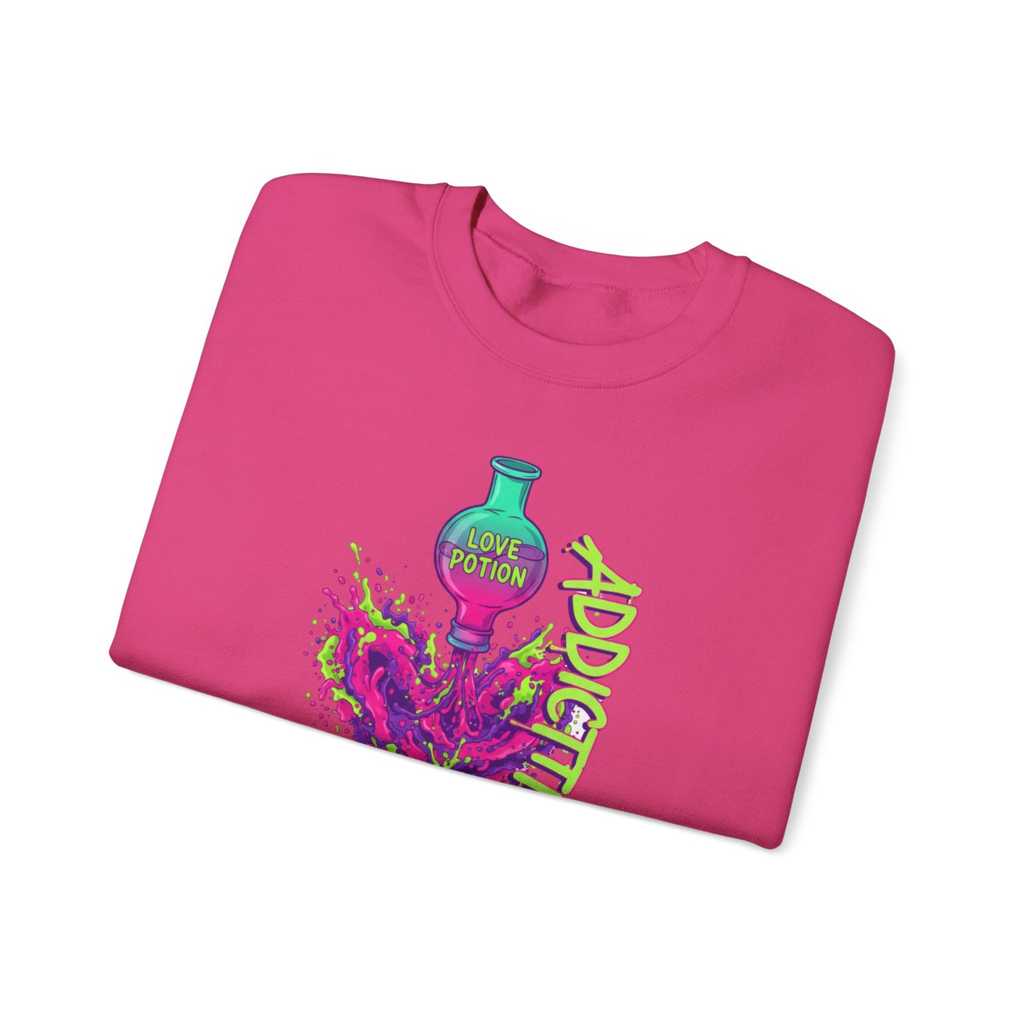 Love Potion Heart Splash Sweater | Addictive Neon Potion Design