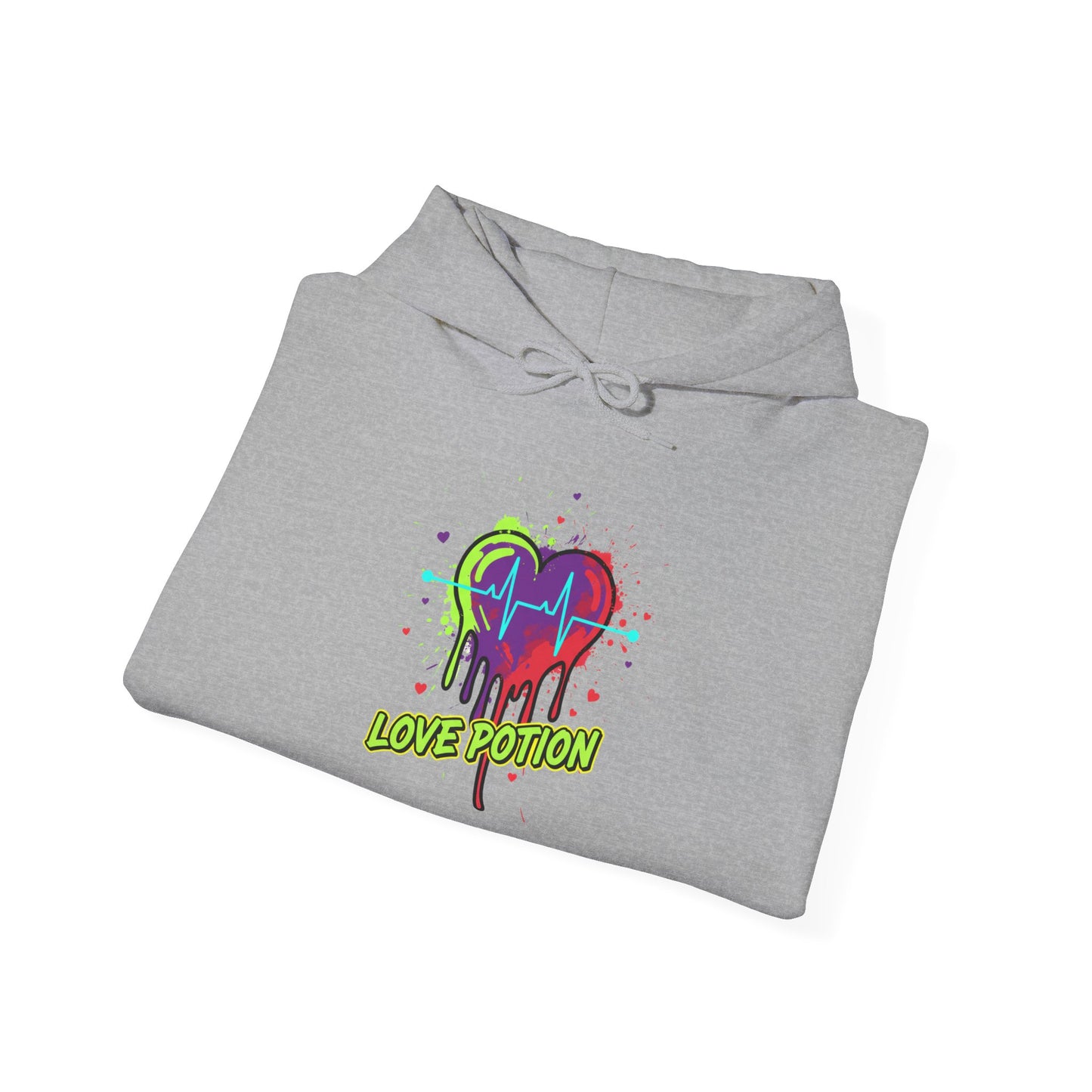 Neon Drip Heart Love Potion Hoodie | Vibrant EKG Graphic