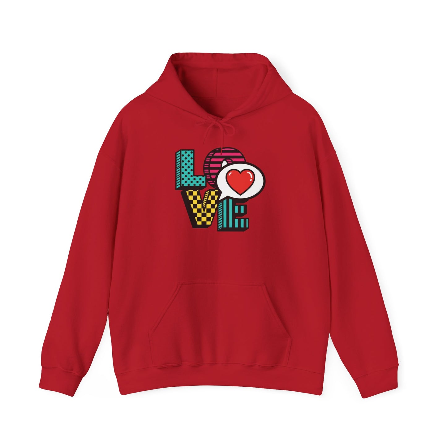 Pop Art LOVE Hoodie | Colorful Retro Heart Lettering