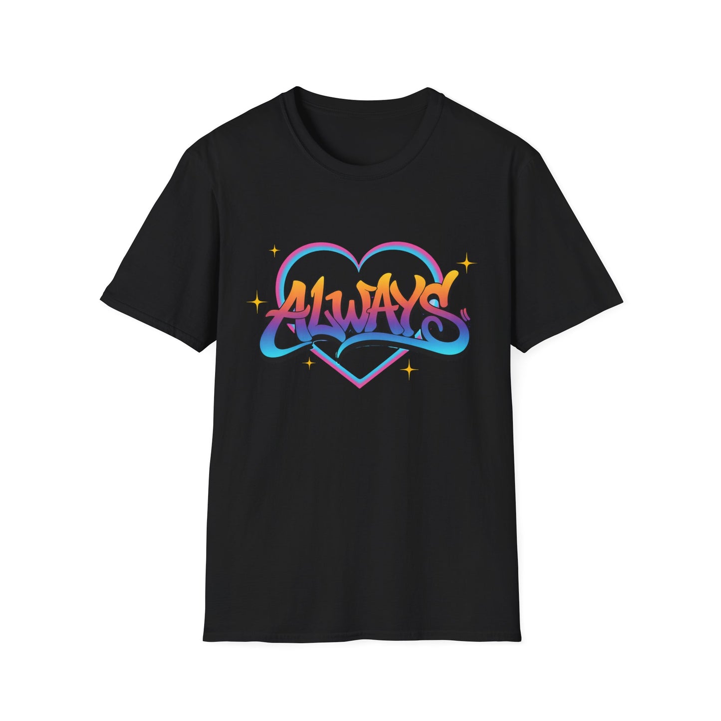 Always Love graffiti design T-Shirt | colorful script heart