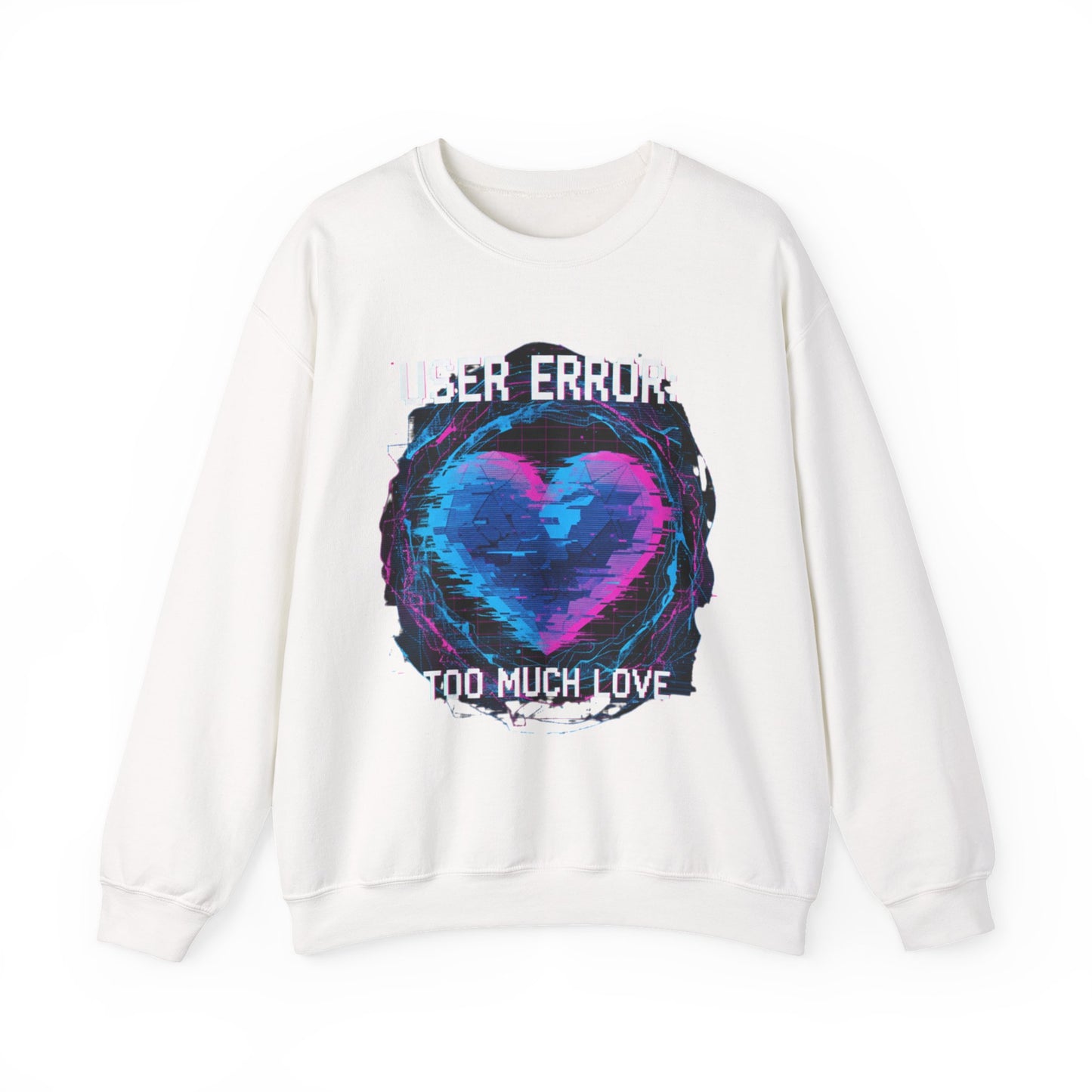 Glitch Heart Too Much Love Sweater | Vaporwave Retro Pixel Heart sweater