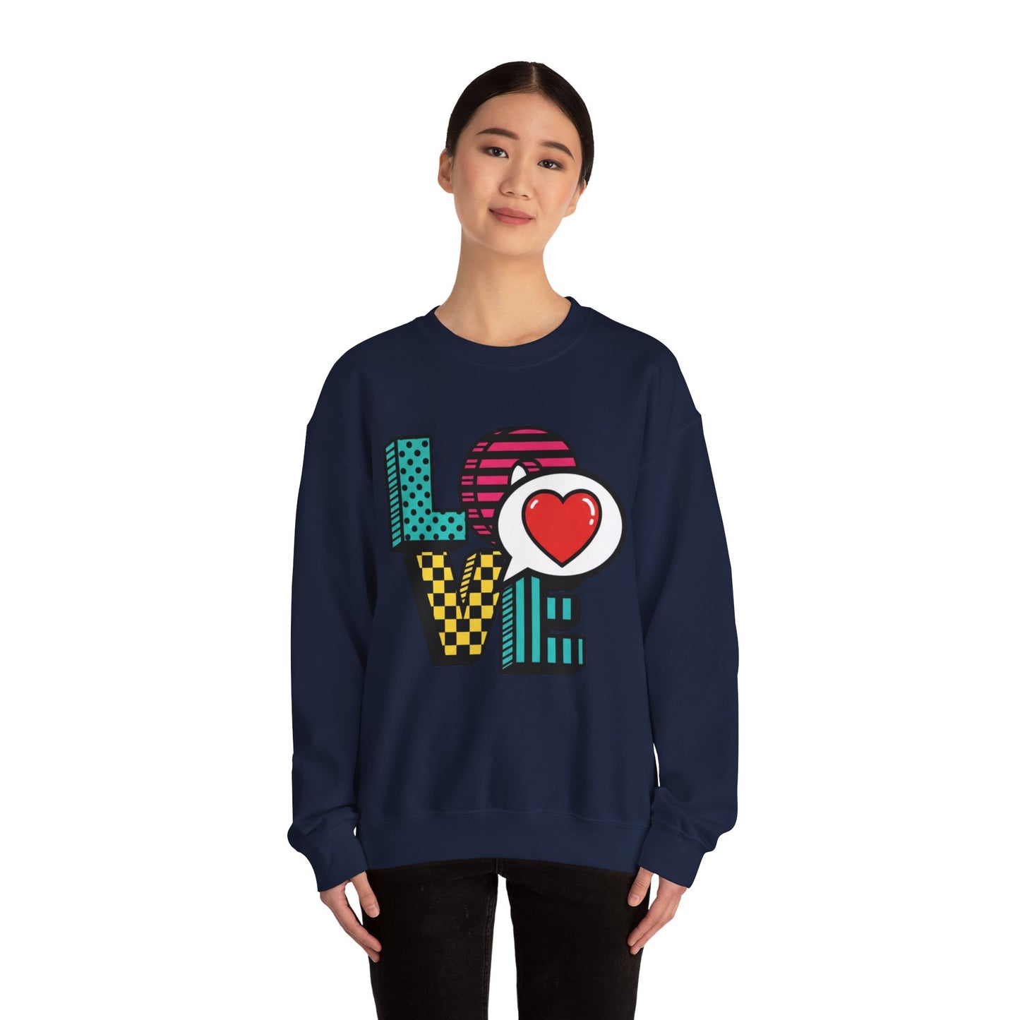 Pop Art LOVE Heart Sweater | Graphic Typography crewneck