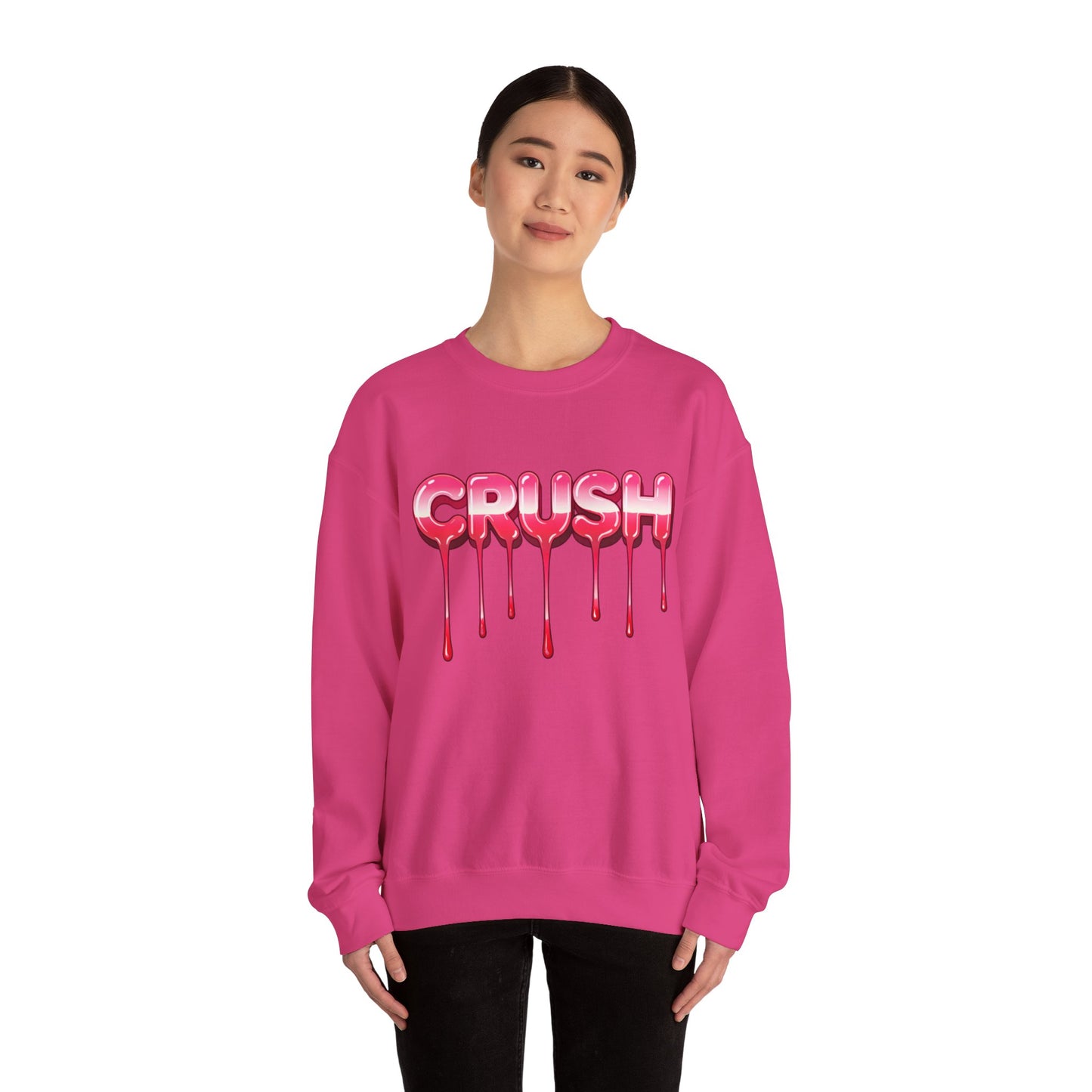 Dripping Pink 'CRUSH' Graphic sweater | Candy Heart Typography Tee